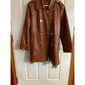 Iman Women's Vintage Brown Leather Coat XL